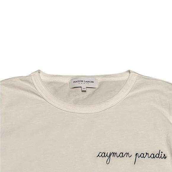 Maison Labiche Paris white crew neck cayman paradise t-shirt Made in Portugal - Picture 4 of 9